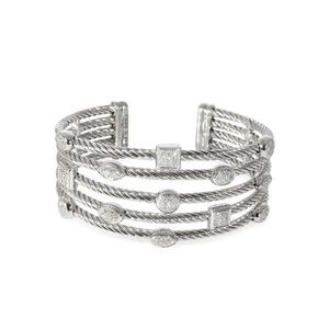 David Yurman Confetti 5 Row Diamond Cuff Bangle Sterling Silver 0.75 Ctw Diamond
